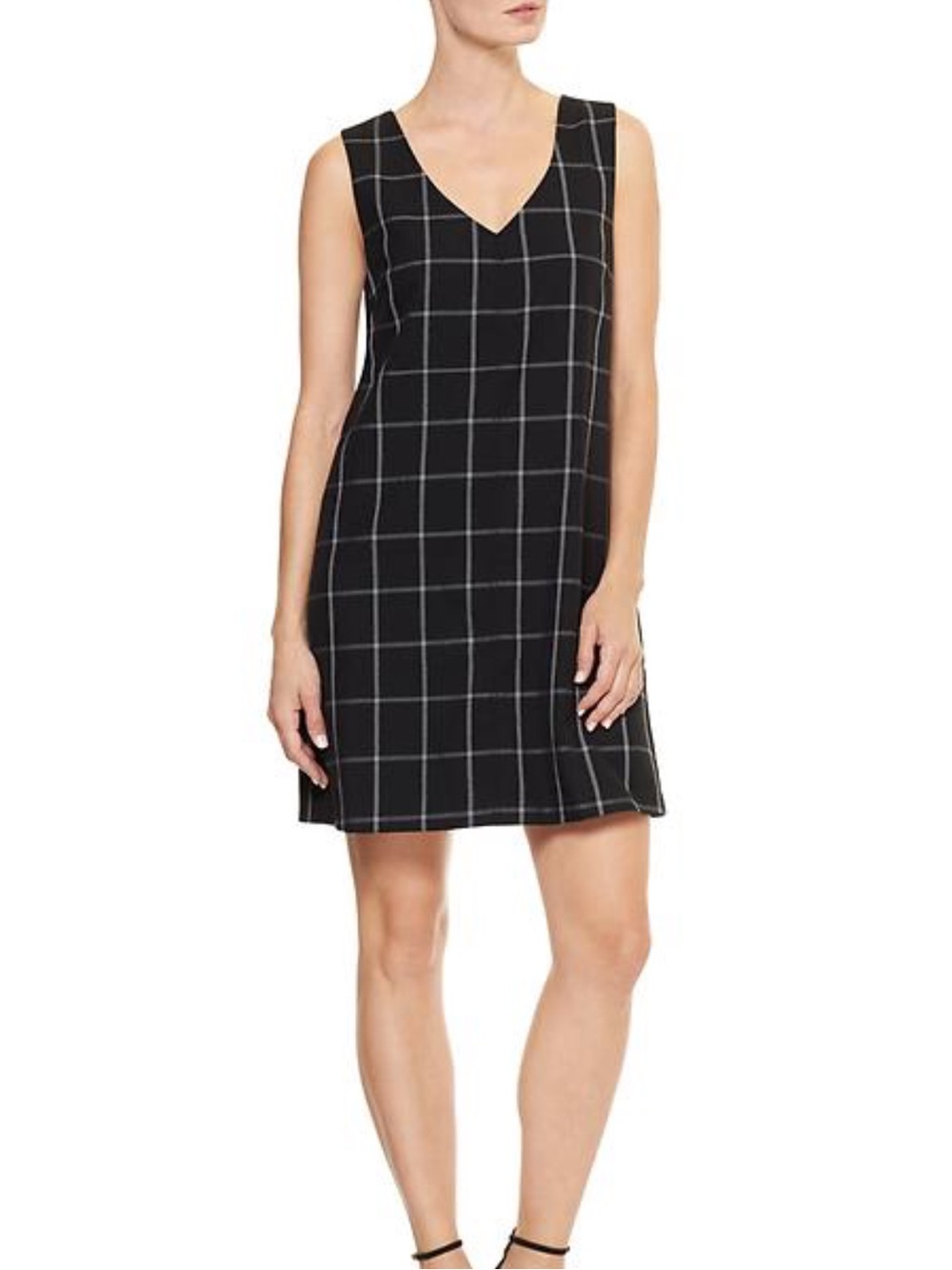 Gap sleeveless shirt dress in black and white plaid/US 8